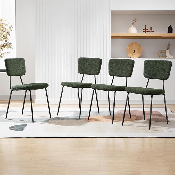 Dining Room Chairs Set of 4 - Modern Boucle Kitchen Chairs