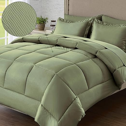 7 Pieces Comforter Set Queen, Wood Grain Texture Bedding Comforter