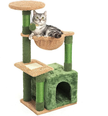 Cat Tree, Small Cat Condo Tower with Hammoc