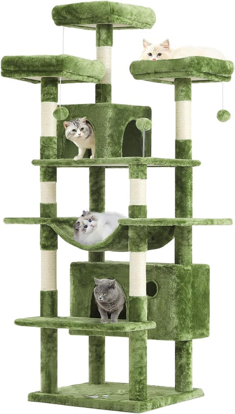 67" Large Cat Tree, Multi-Level Cat Tower with 3 Top Perches, 2 High Plush Condos