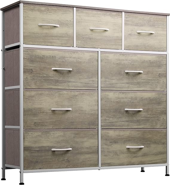 9-Drawer Dresser, Fabric Storage Tower for Bedroom, Hallway, Closet