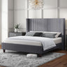 King Size Upholstered Platform Bed Frame, Wingback Bed with 50.8" Headboard