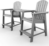 Balcony Chair, Tall Adirondack Chair Set of 2 with Connecting Tray,