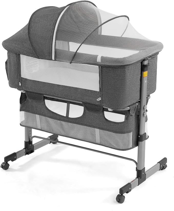 3in1 Bedside Crib for Girl or Boy, Bedside Sleeper for Baby Portable and Adjustable Crib