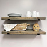 Rustic Shelves with J-Brackets Set of 2, Industrial Shelf, Kitchen Shelves, Solid Wood