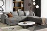 Velvet Convertible 4-Seat Sectional Sofa with Reversible Chaise L