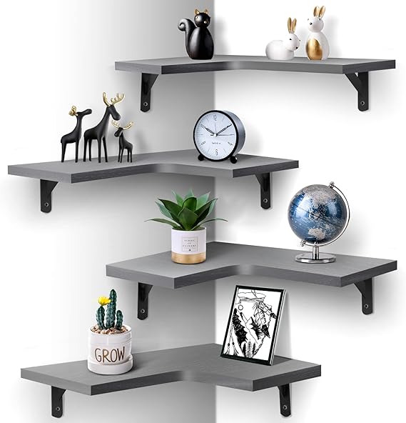 Floating Corner Shelves for Wall Décor Storage