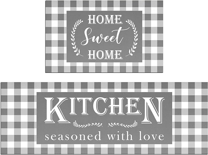 Christmas Buffalo Kitchen Mat Set of 2 Non Slip Thick Kitchen