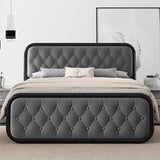 Full Size Bed Frame, Heavy Duty Bed Frame with Faux Leather Headboard