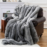 Luxury Camel Faux Fur Throw Blanket, Soft Cozy Warm Mink Fur Blanket for Bed