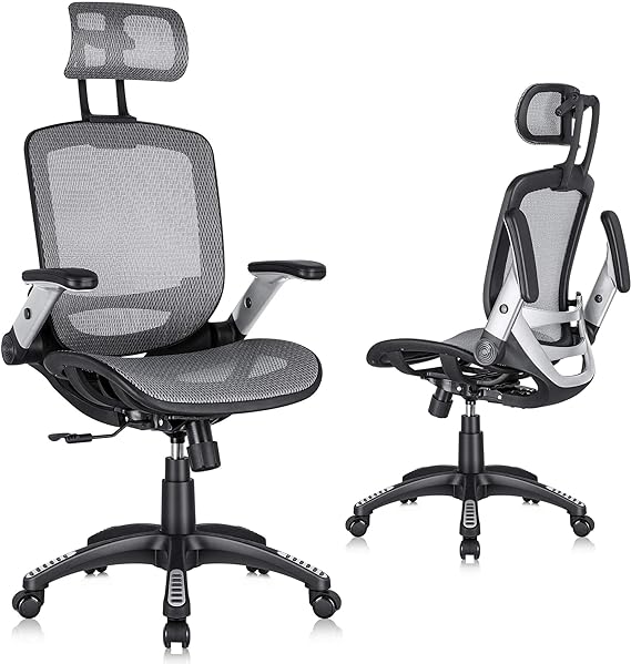 High Back Desk Chair - Adjustable Headrest with Flip-Up Arms