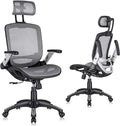 Ergonomic Mesh Office Chair, High Back Desk Chair - Adjustable Headrest with Flip-Up Arms