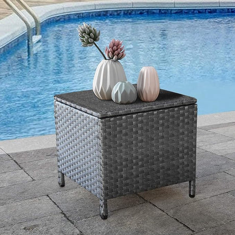 Goognice Outdoor PE Wicker Side Table