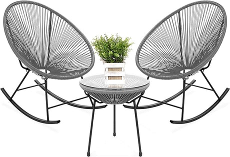 3-Piece Outdoor Acapulco All-Weather Woven Rope Patio Conversation Bistro Set