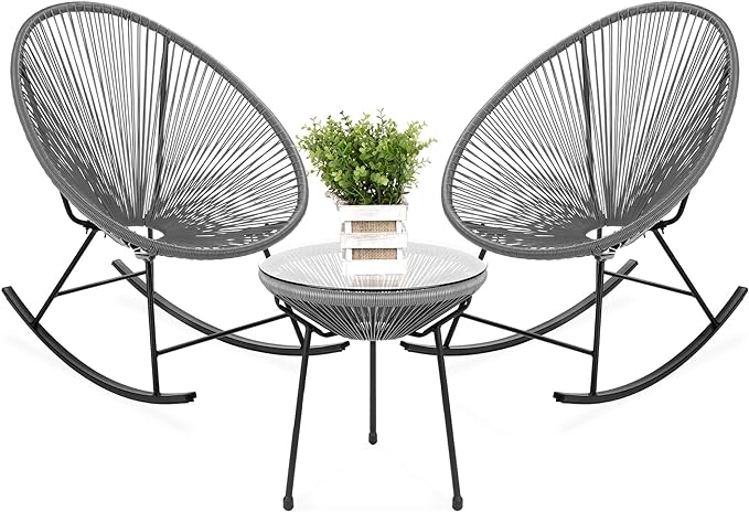 3-Piece Outdoor Acapulco All-Weather Woven Rope Patio Conversation Bistro Set