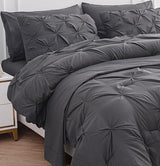 King Comforter Set – 7 Piece Bed in a Bag – Pinch Pleated King Size Bedding Set