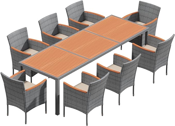 Patio Dining Set Outdoor Acacia Wood Table and Chairs