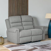 Grey 2-seater manual recliner loveseat with footrests

