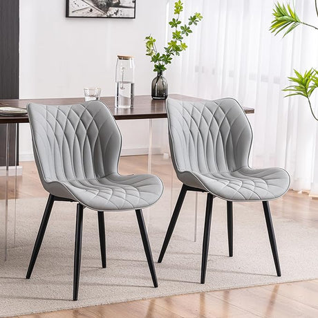 Dining Chairs Set of 2, Upholstered Faux Leather Kitchen & Dining Room Chairs