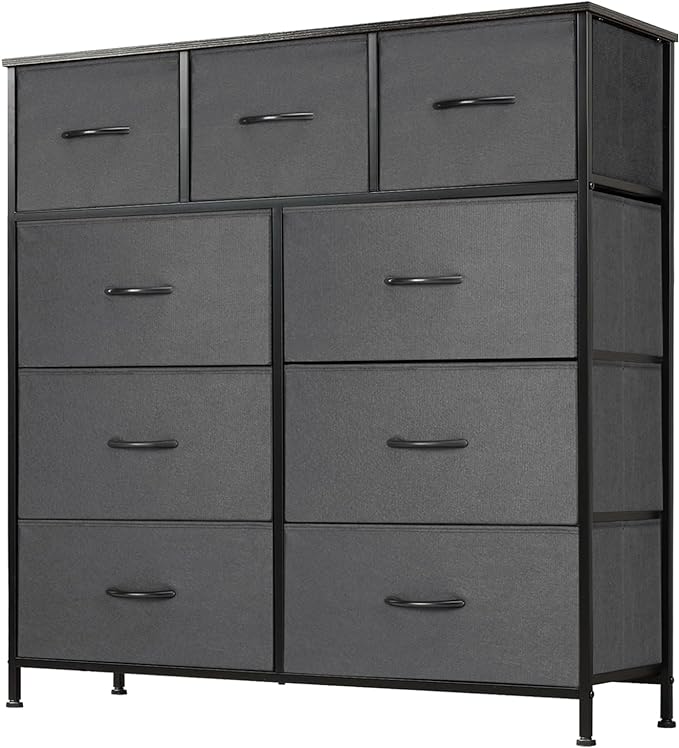 Dresser for Bedroom with 9 Drawers, Clothes Drawer Fabric