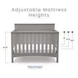 Grey 4-in-1 convertible crib with adjustable mattress height