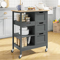 Small Solid Wood Top Kitchen Island Cart on Wheels with Storage