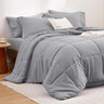 Navy King Comforter Set - 7 Pieces Solid King Bed in a Bag