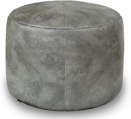 Unstuffed Faux Leather Pouf Cover, Handmade Footstool Ottoman Storage Solution