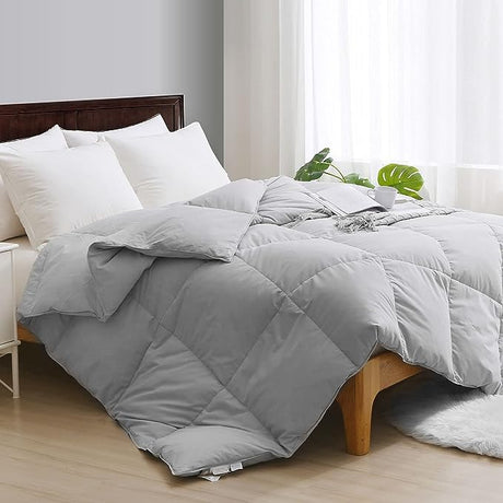 King Size Goose Feather Down Comforter - Ultra Soft All Seasons 100% Organic Cotton