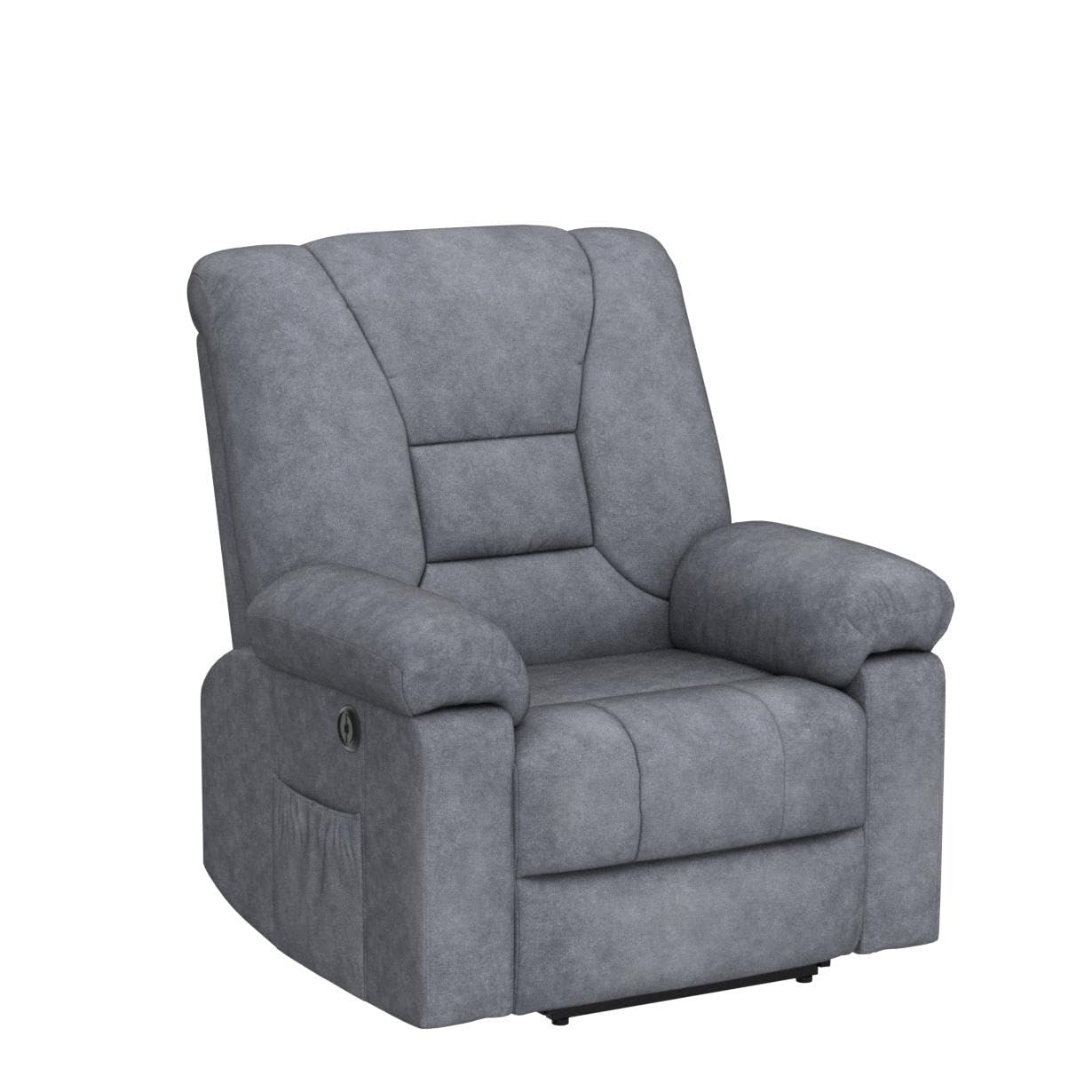 Grey Blue Power Lift Recliner Chair with Massage and Heat