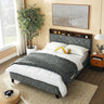 Queen Bed Frame with Storage Shelves & USB Charging Ports Headboard