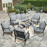 Patio Furniture Set, 2 x Swivel Chair, 2 x Fixed Chair, 2 x Ottoman, 1 x 3-Seat Sofa