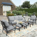 5 Piece Patio Furniture Set, 2 x Swivel Chair, 2 x Ottoman, 1 x 3-Seat Sofa