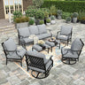 Patio Furniture Set, 2 x Swivel Chair, 2 x Fixed Chair, 2 x Ottoman, 1 x 3-Seat Sofa