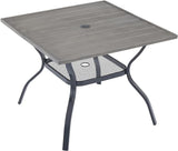 Metal Patio Dining Table for 4, 42" Grey Outdoor Round Table