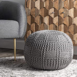 Berlin Casual Knitted Filled Ottoman Pouf, Blush