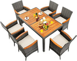 Garden Dining Set w/Acacia Wood Table Top, Stackable