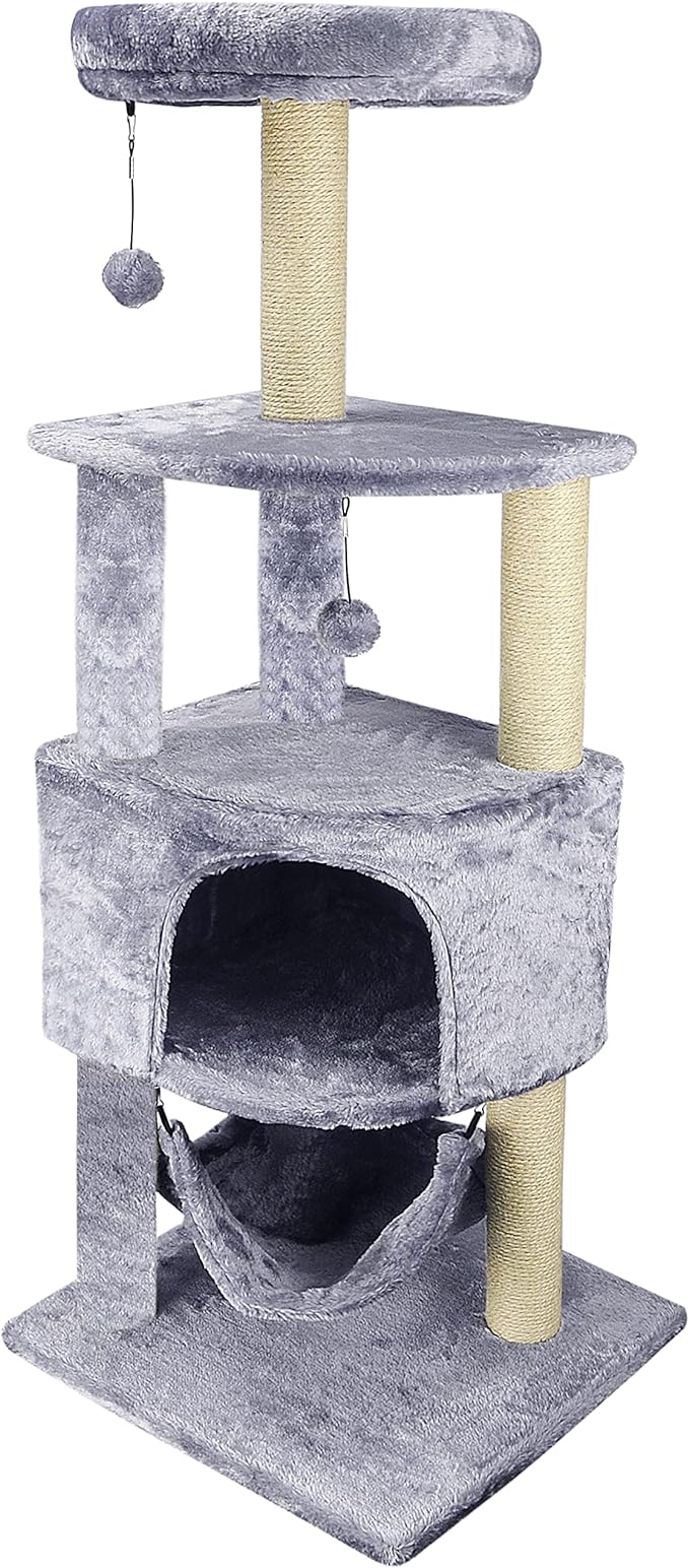 45in Cat Tree Tower with Big Cat Condo for Indoor Cats,Cat Tower Activity Center