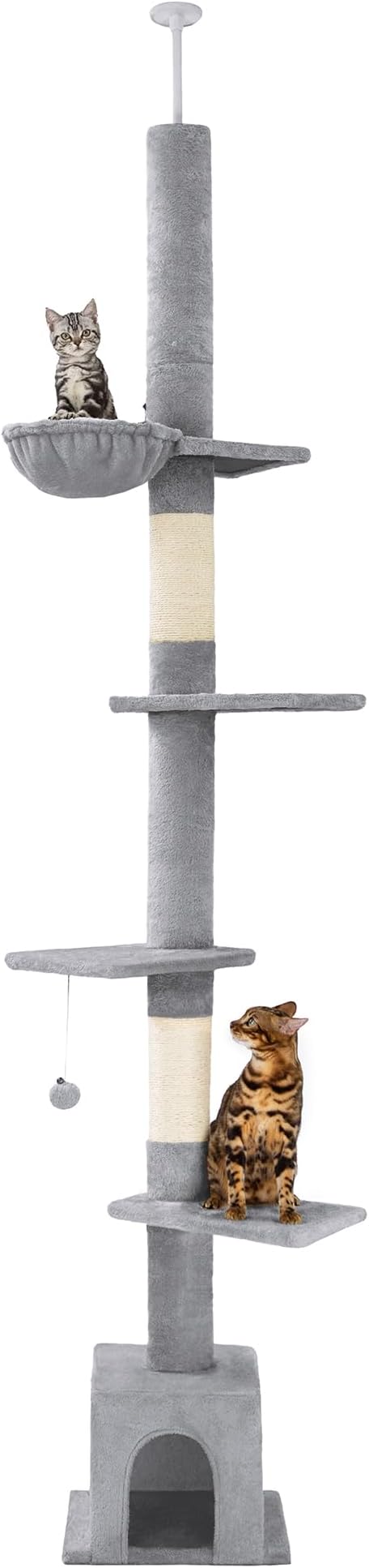 Floor to Ceiling Cat Tree Ajustable Height [82-108 Inches=208-275cm 6 Tiers Tower Fit