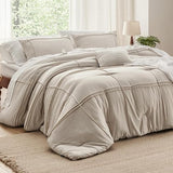 Navy Blue Queen Comforter Set - 4 Pieces Pinch Pleat Bed Set