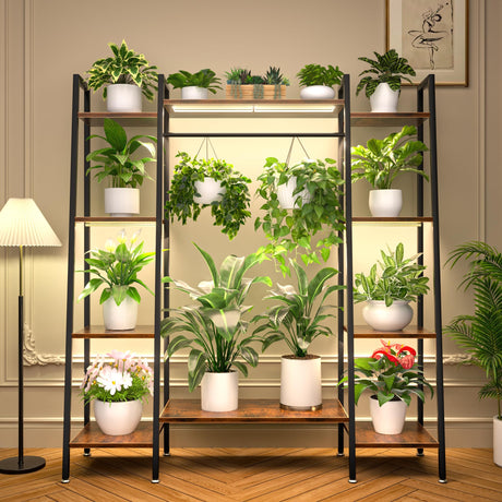 GrowLite 6 metal plant stand with LED grow lights