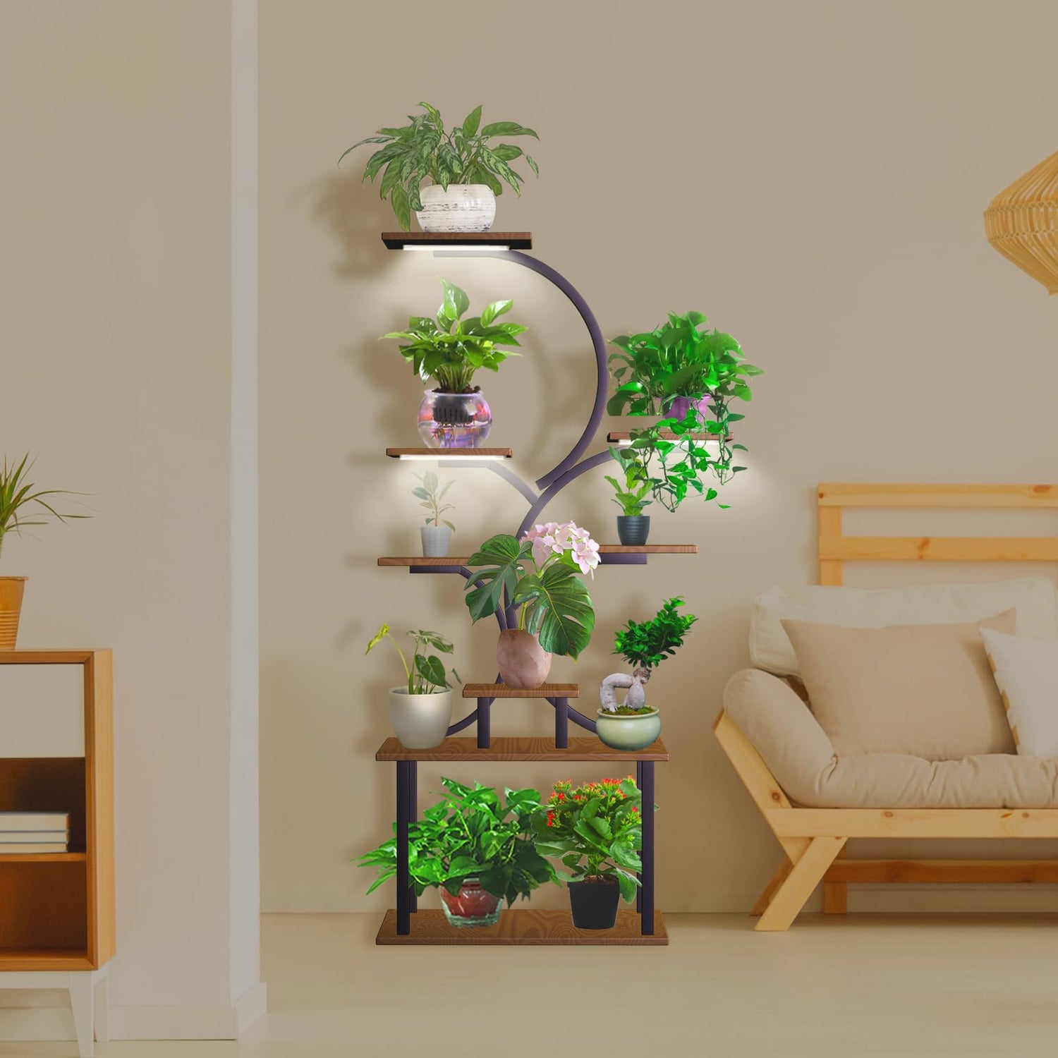 GrowNest 62 metal plant stand with LED grow lights