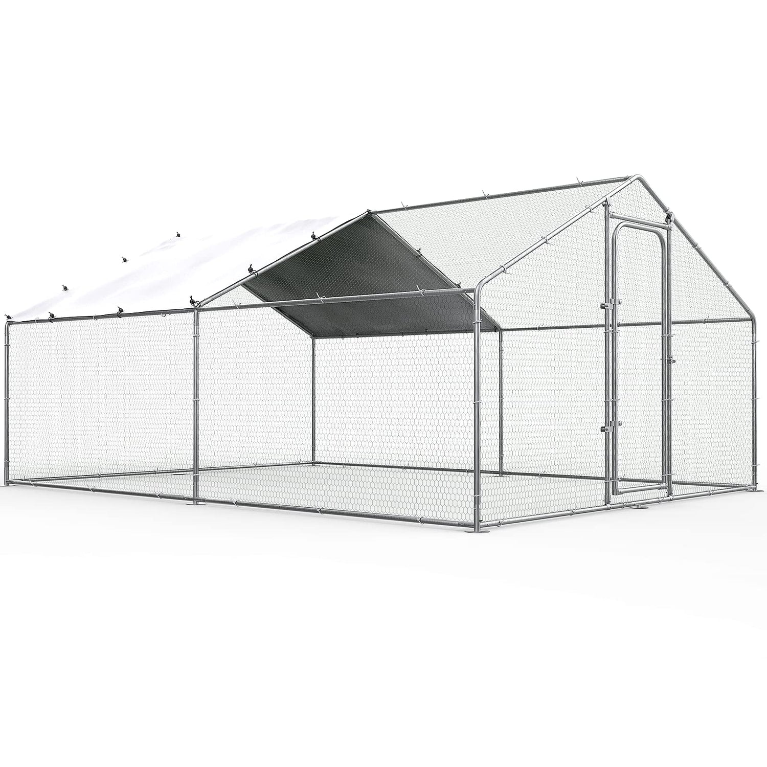 GuardNest XL walk-in chicken coop with UV tarp and PVC mesh