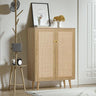 3 Drawer Dresser for Bedroom, Rattan Dresser Modern Wood Chest of Drawers