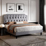 Upholstered Full Size Bed Frame, Platform Bed with Curved Rhombic Button