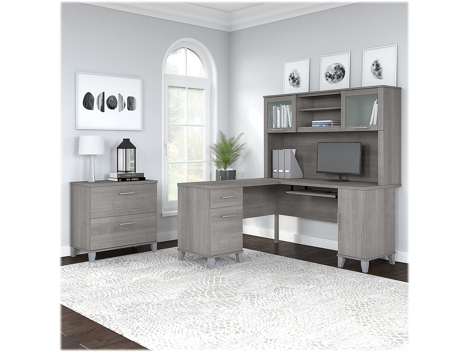 Home Office Desk in Elegant Maple Cross Finish
