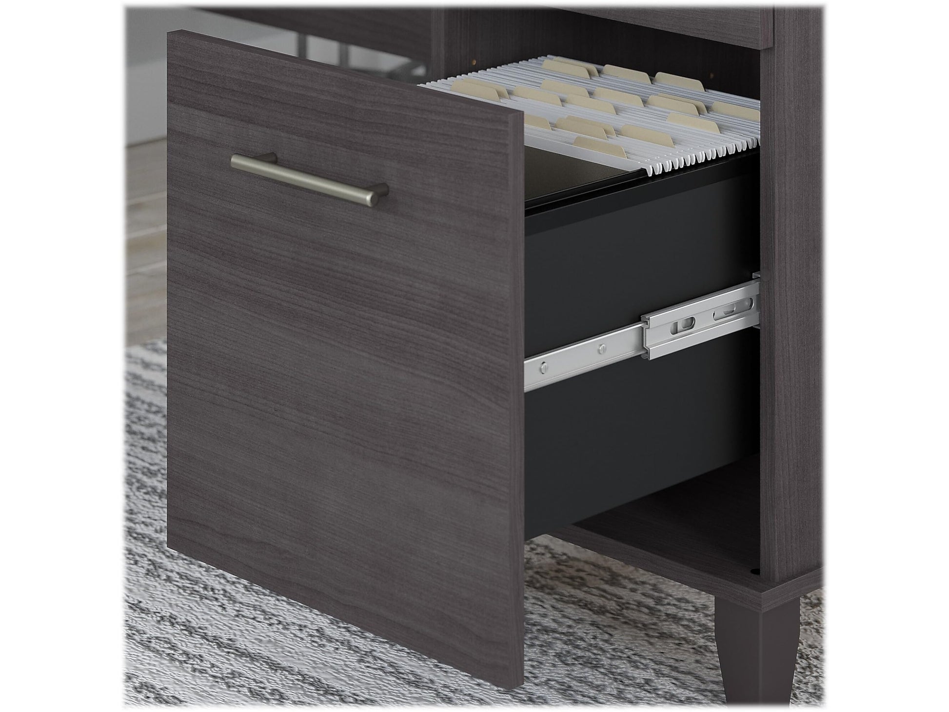 Hutch with storage cabinets and open shelving for books