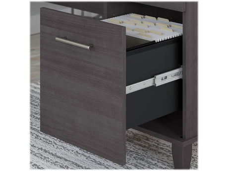 Hutch with storage cabinets and open shelving for books