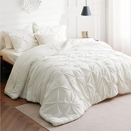 Black Comforter Set Queen - Bed in a Bag Queen 7 Pieces, Pintuck Bedding Sets Black