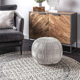 Berlin Casual Knitted Filled Ottoman Pouf, Blush